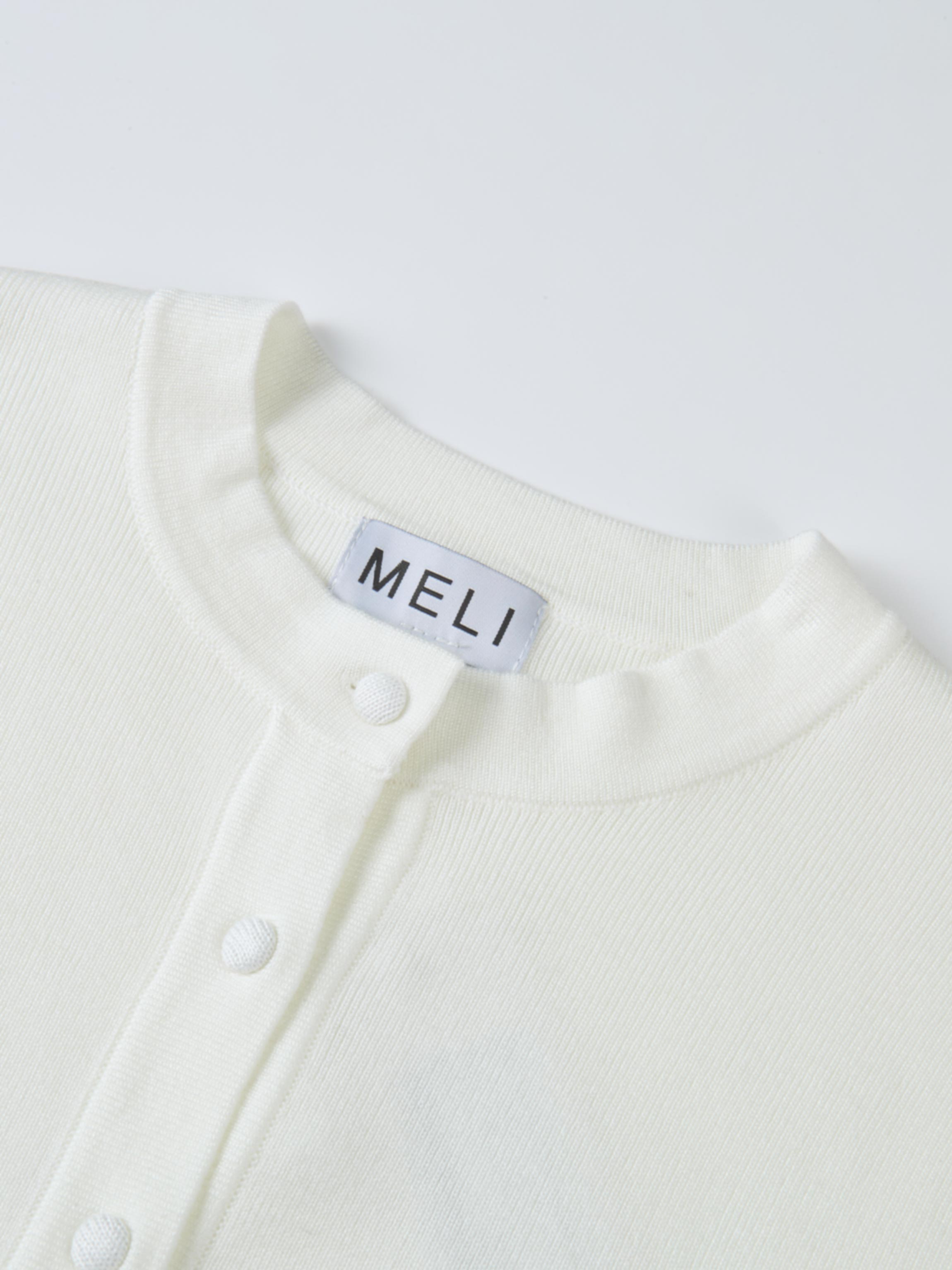 Basic Crew Knit Cardigan 17"- Cream