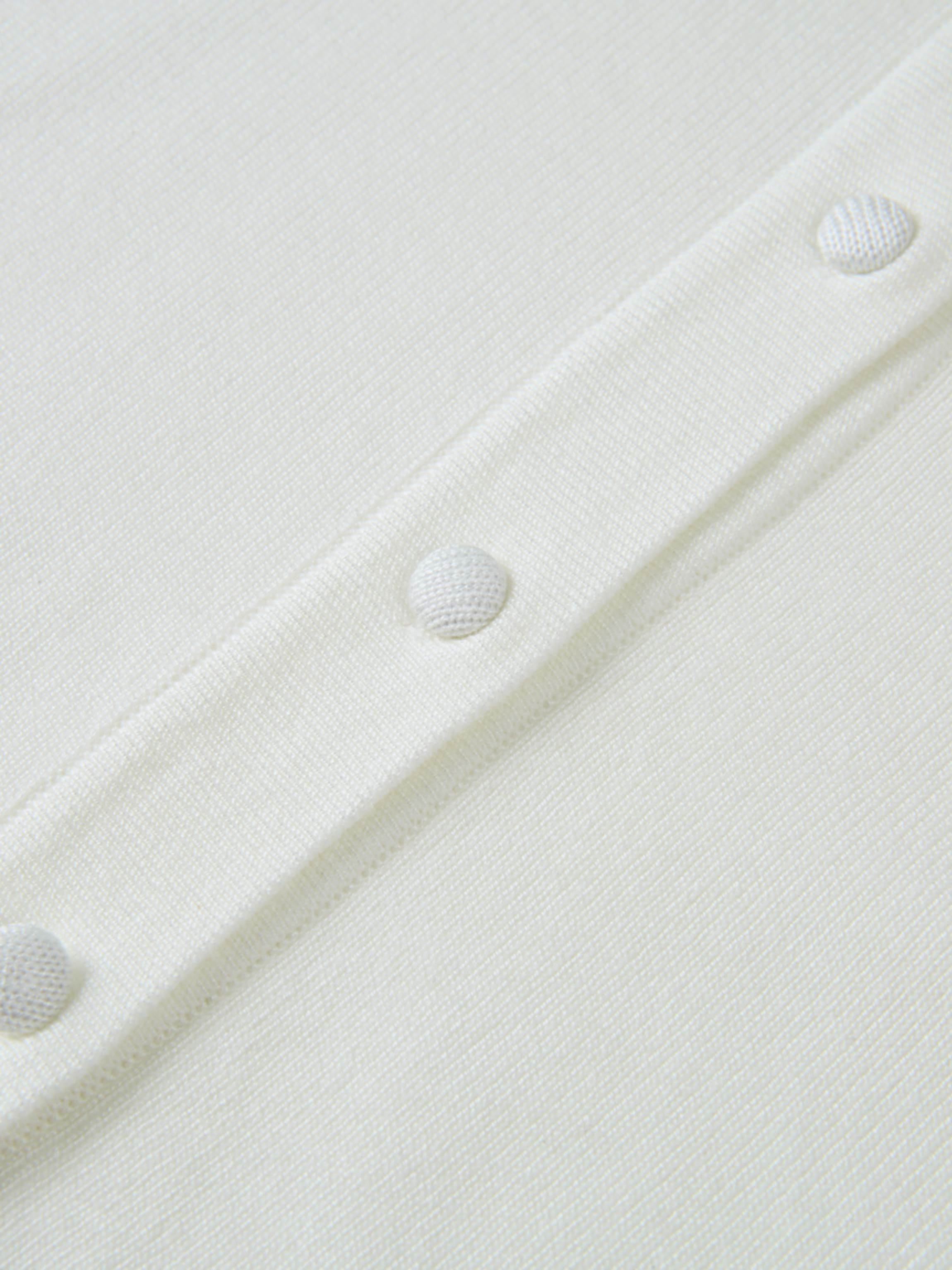 Basic Crew Knit Cardigan 17"- Cream