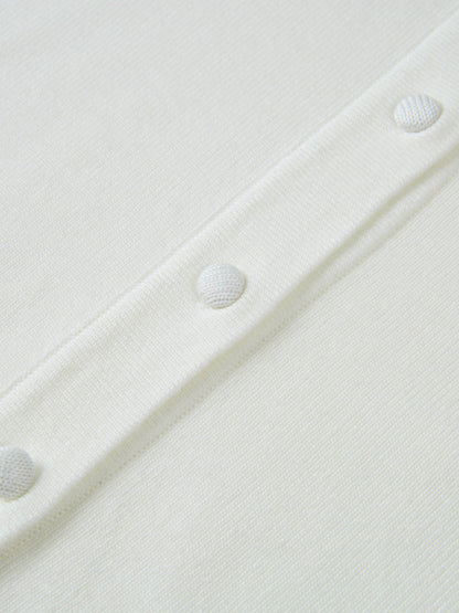 Basic Crew Knit Cardigan 17"- Cream