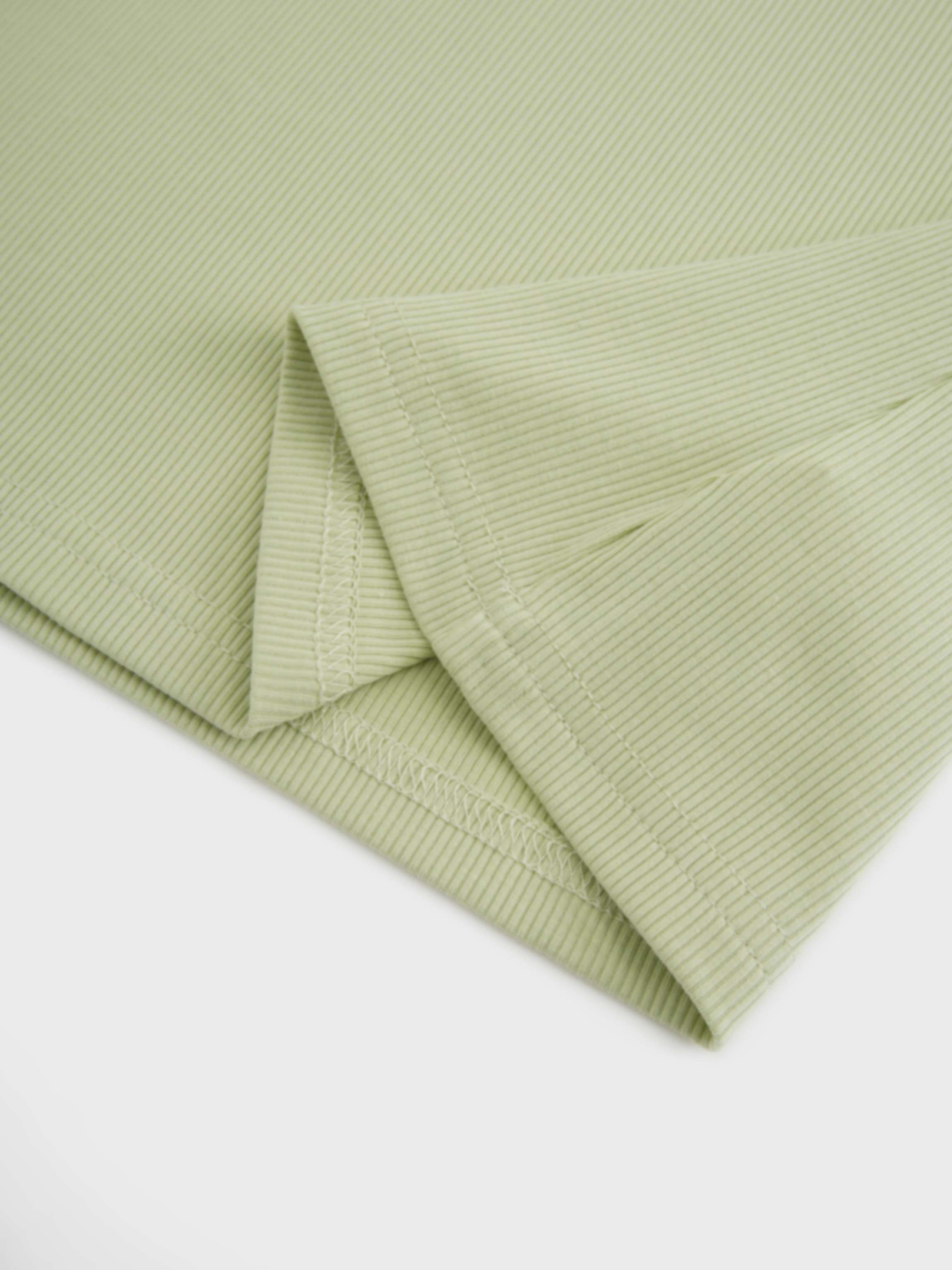 Soft Ribbed High V Tee-Muted Lime