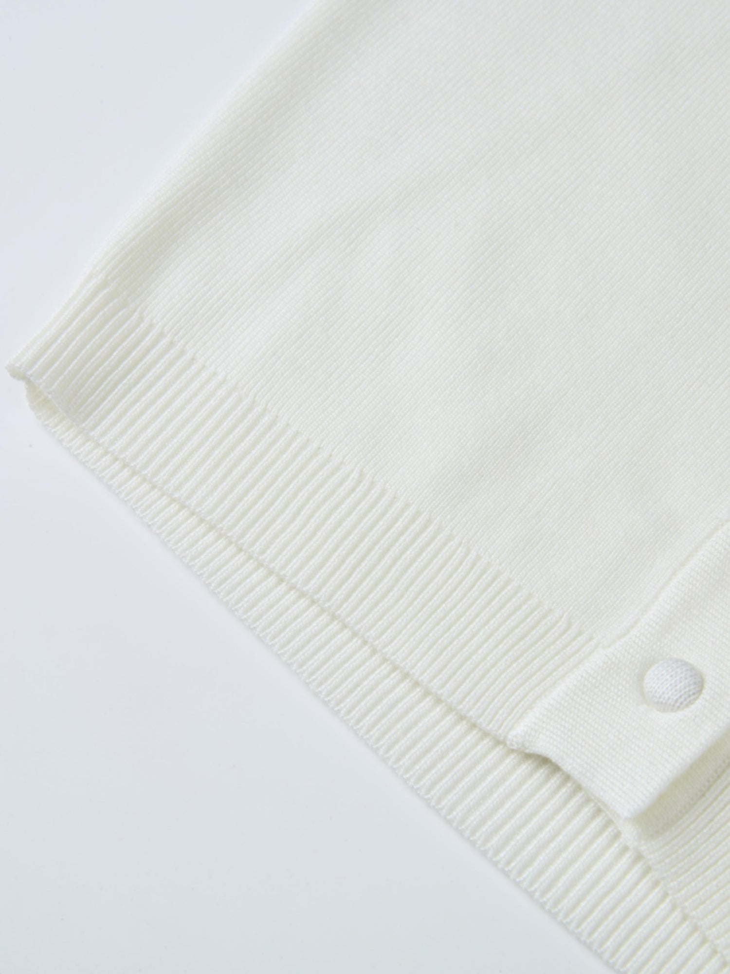 Basic Crew Knit Cardigan 17"- Cream