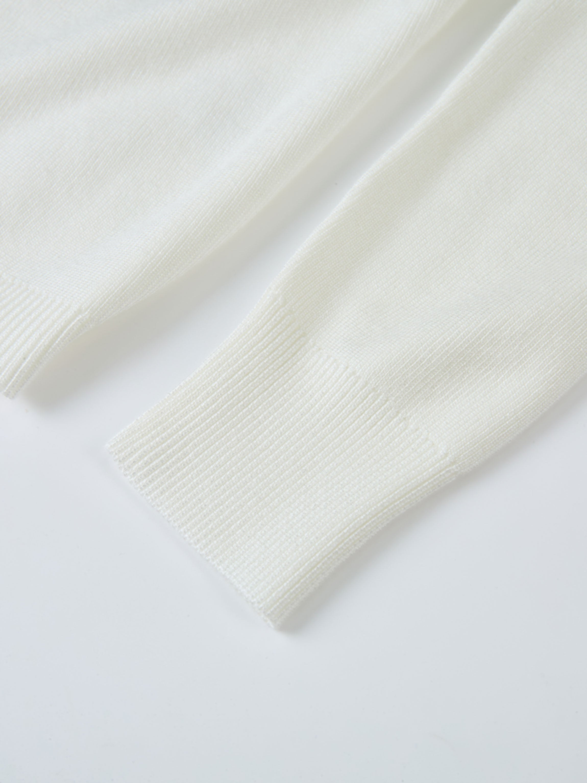 Basic Crew Knit Cardigan 17"- Cream