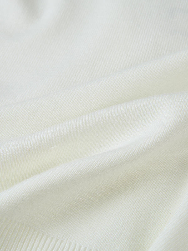 Basic Crew Knit Cardigan 17"- Cream
