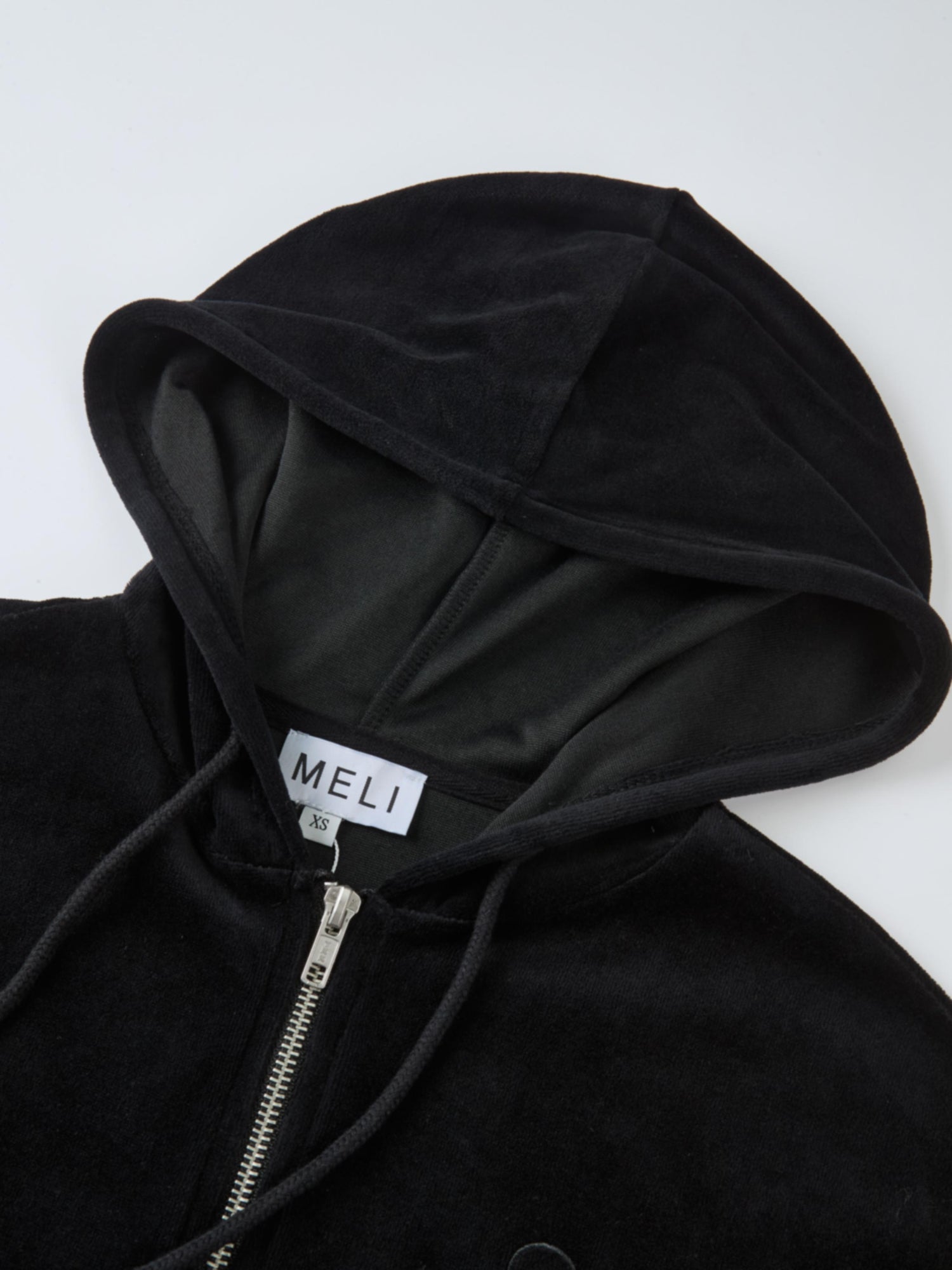 Velour Full Zip Hoodie - Black