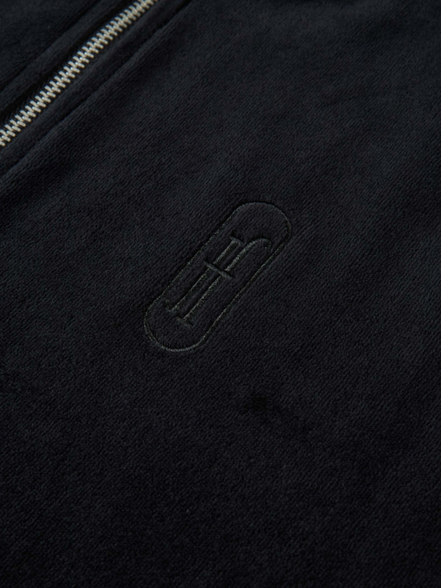 Velour Full Zip Hoodie - Black