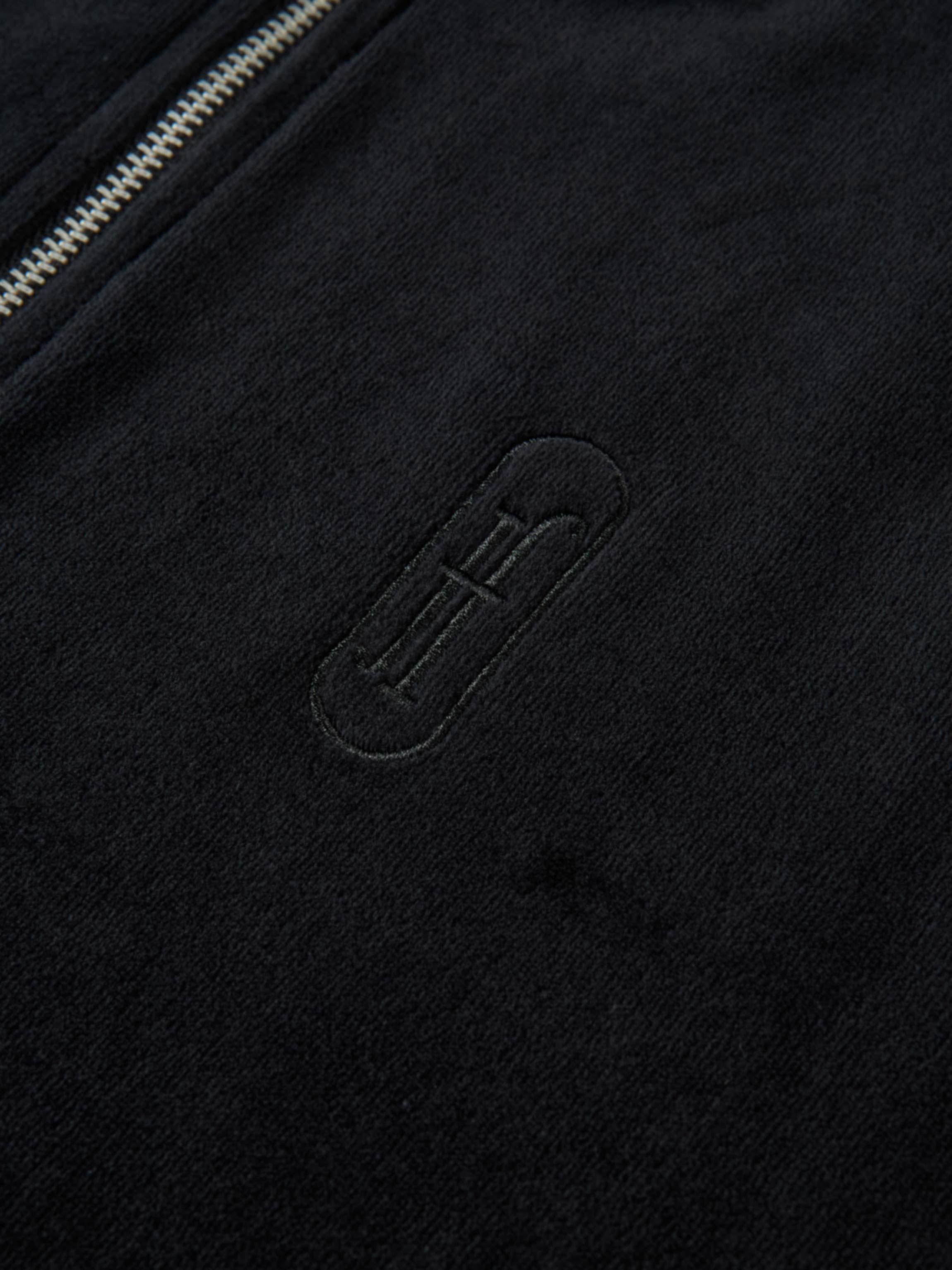 Velour Full Zip Hoodie - Black