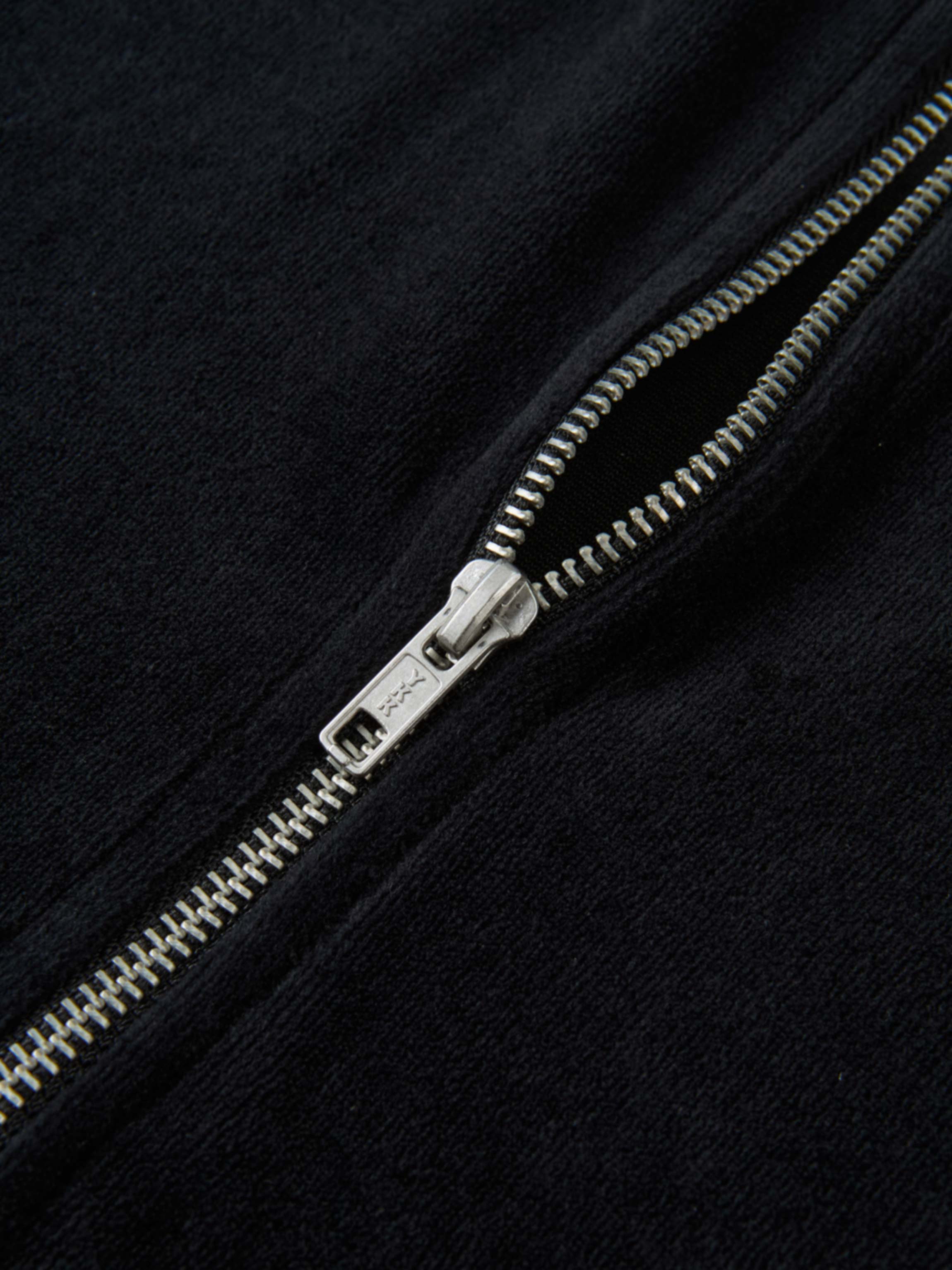 Velour Full Zip Hoodie - Black