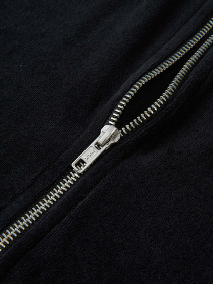 Velour Full Zip Hoodie - Black