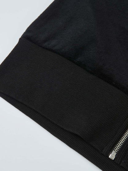 Velour Full Zip Hoodie - Black