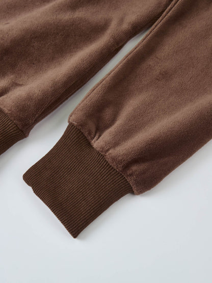 Velour Full Zip Hoodie - Brown