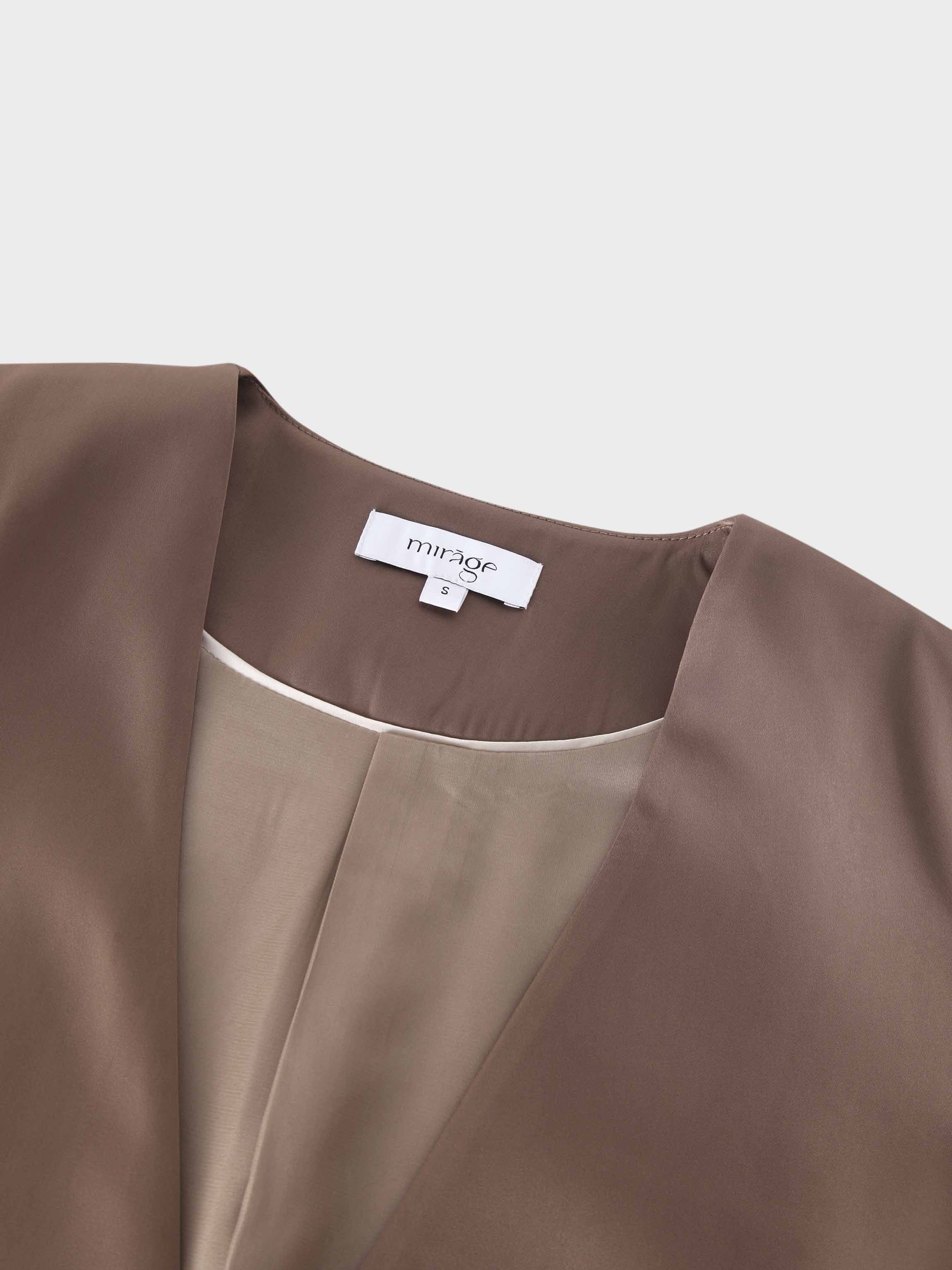 Satin Evening Blazer-Taupe