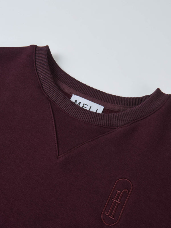 Embroidered Logo Sweatshirt - Deep Burgundy