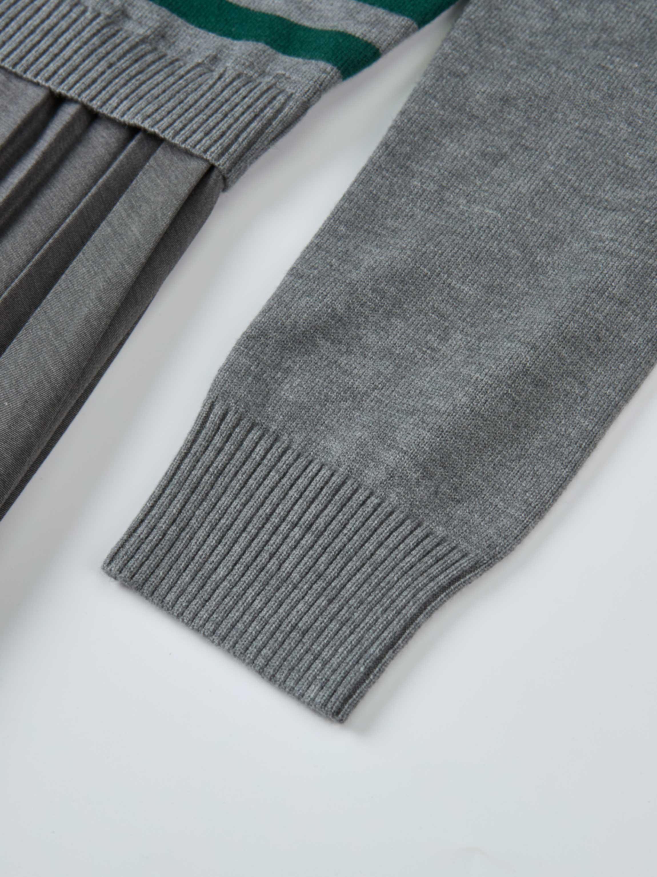 Sweater Top Pleated Dress - Grey/Green
