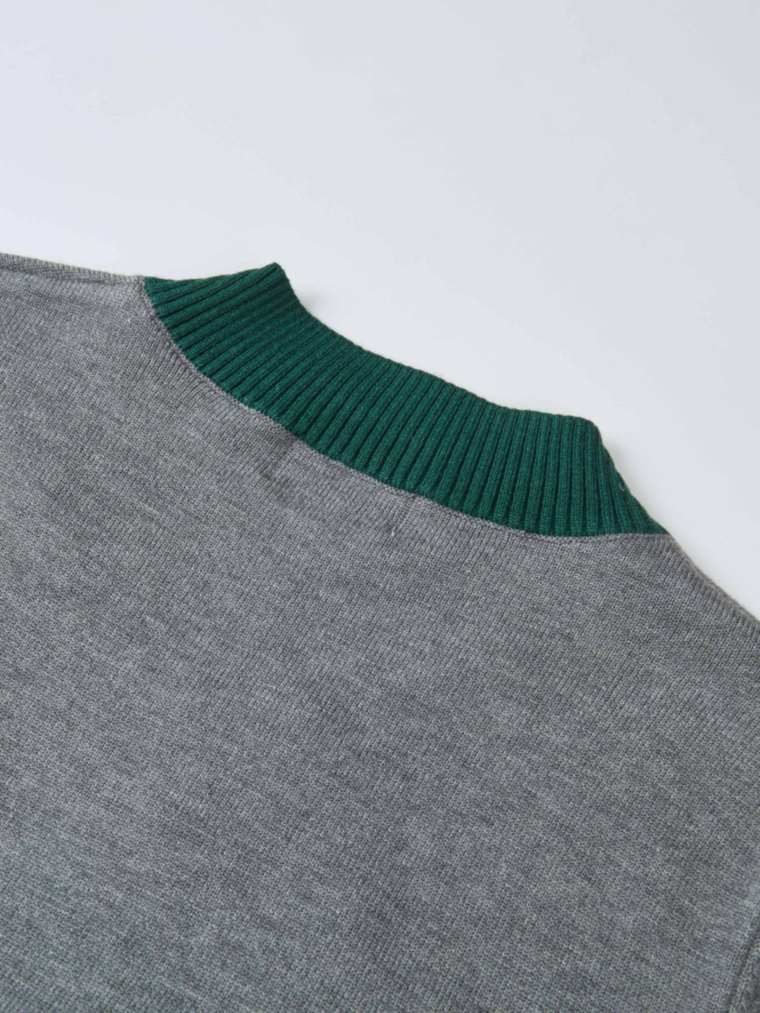 Sweater Top Pleated Dress - Grey/Green