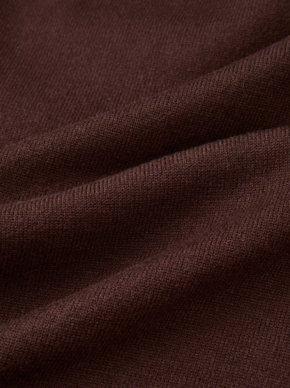 Sweater Top Pleated Dress - Brown/Tan
