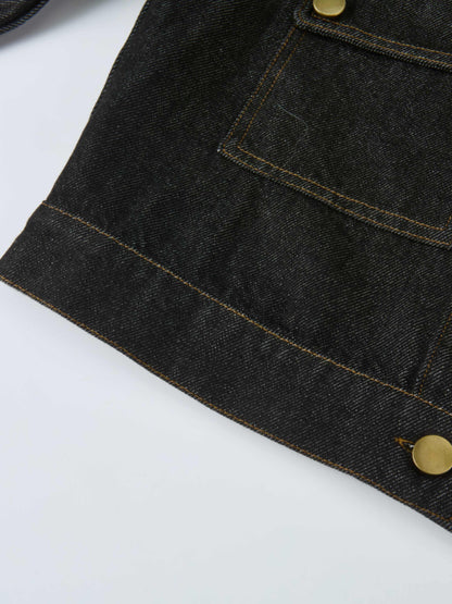 Crop Denim Jacket - Black