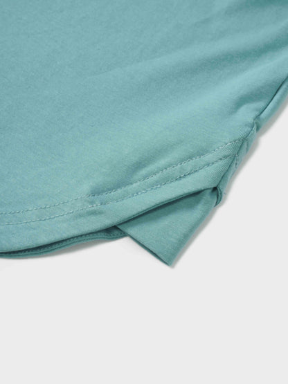 Oversized Rounded Hem T-Shirt-Teal
