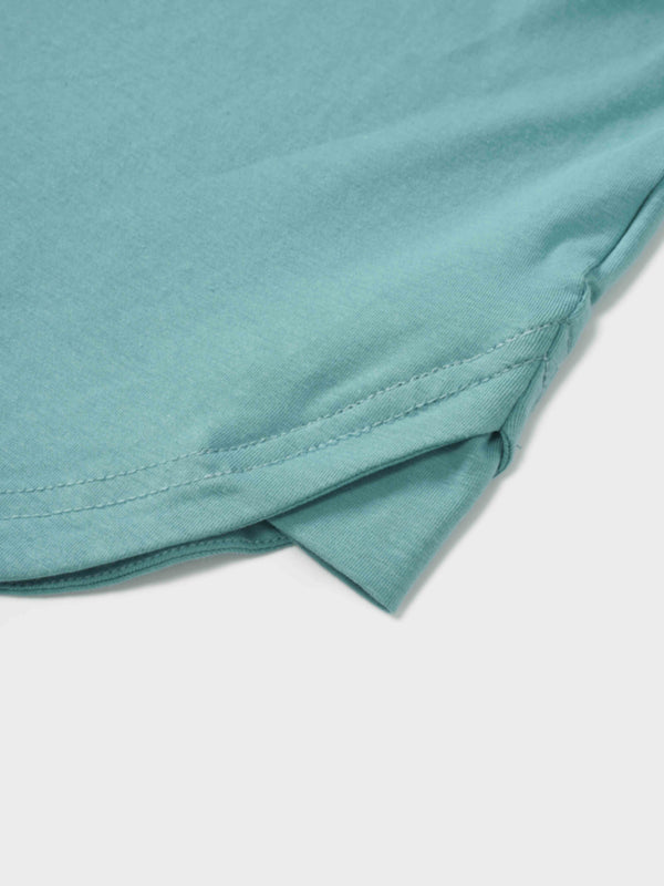 Oversized Rounded Hem T-Shirt-Teal