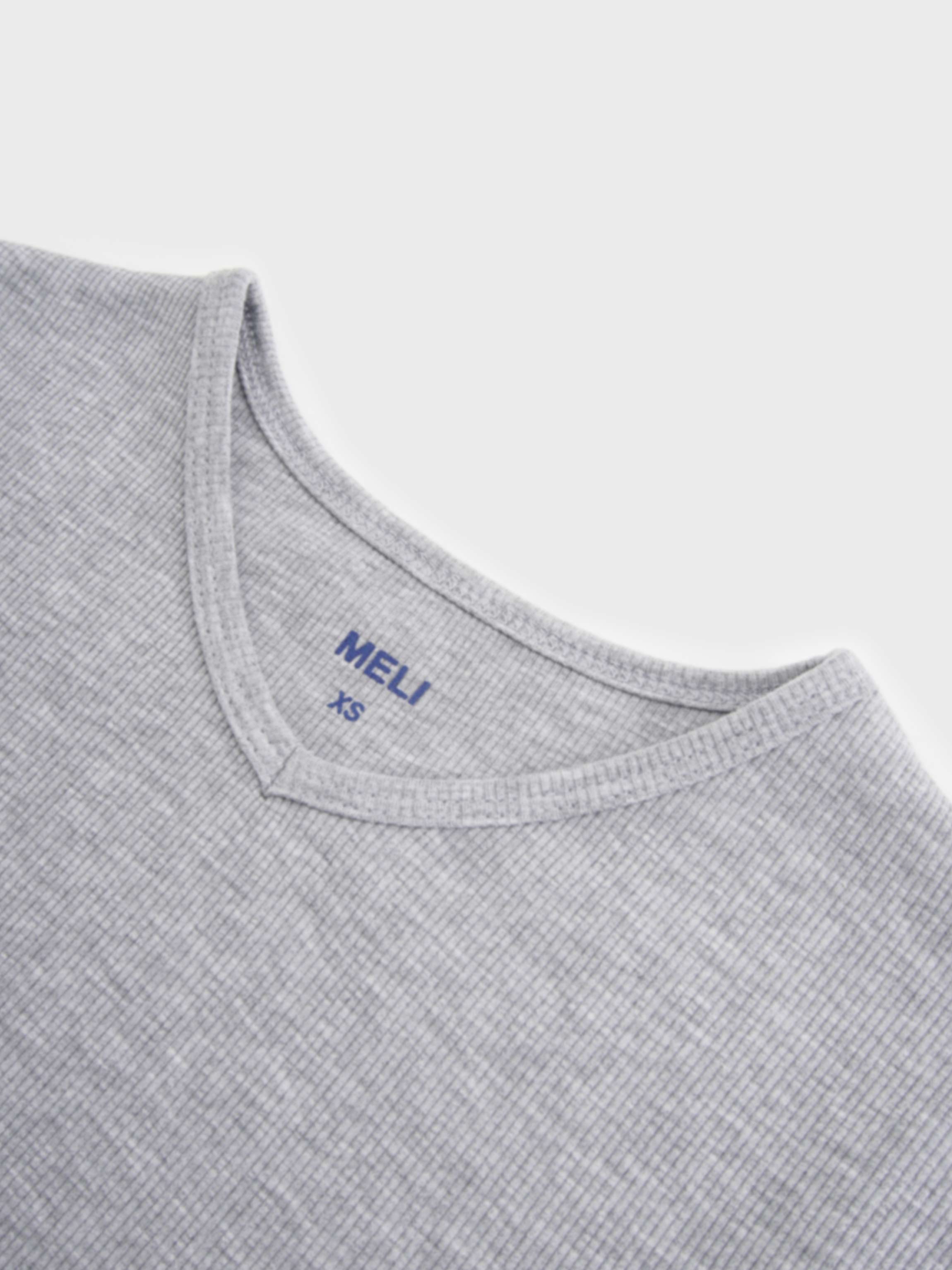 Soft Ribbed High V Tee-Heathered Grey