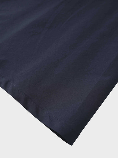 Elastic Back Maxi Cotton Blend Skirt-Navy
