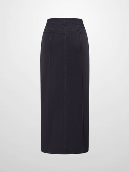 Side Seamed Twill Skirt-Navy