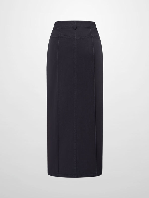 Side Seamed Twill Skirt-Navy