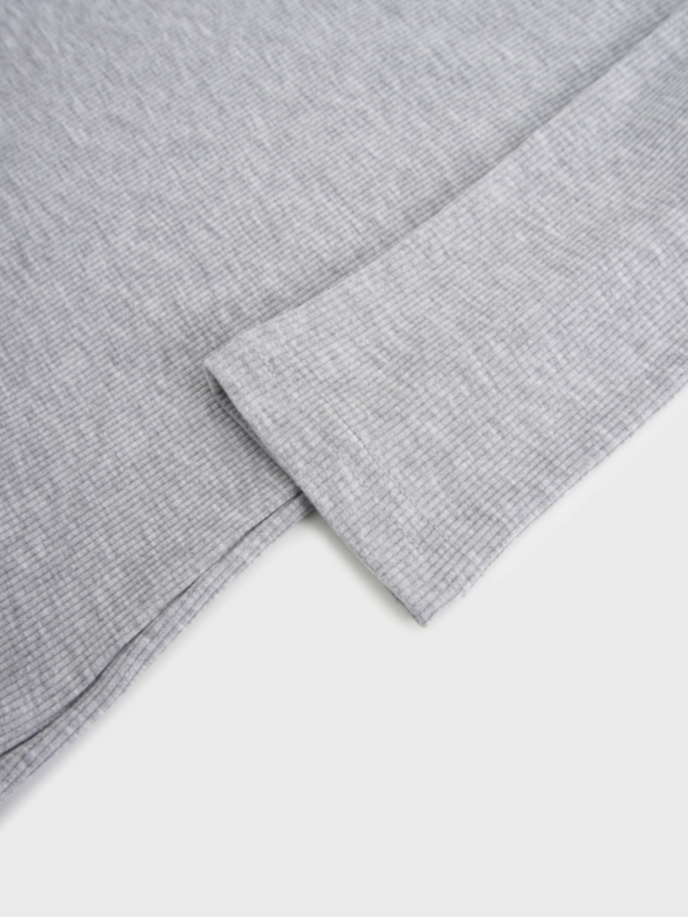 Soft Ribbed High V Tee-Heathered Grey
