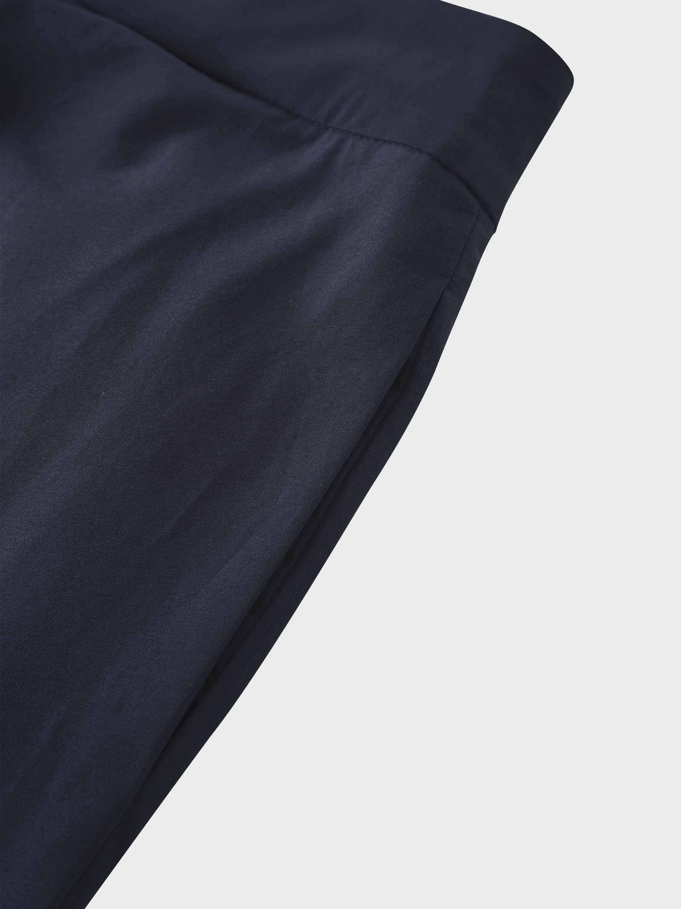Elastic Back Maxi Cotton Blend Skirt-Navy