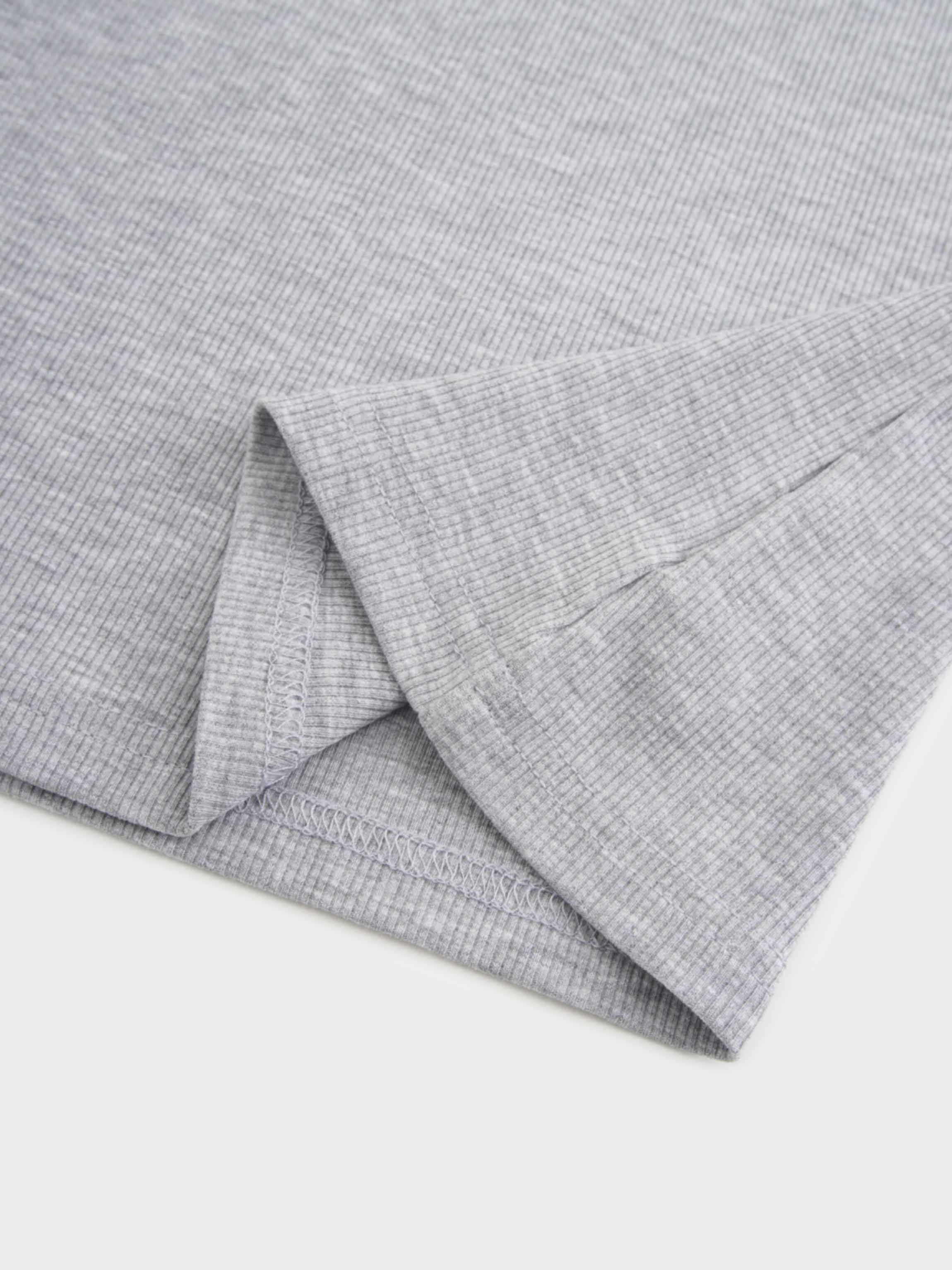 Soft Ribbed High V Tee-Heathered Grey