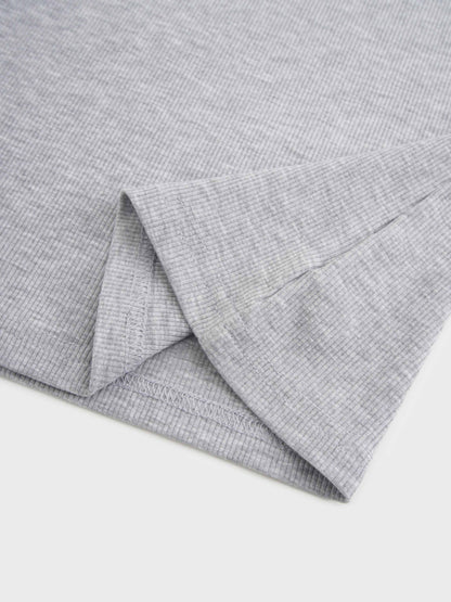 Soft Ribbed High V Tee-Heathered Grey