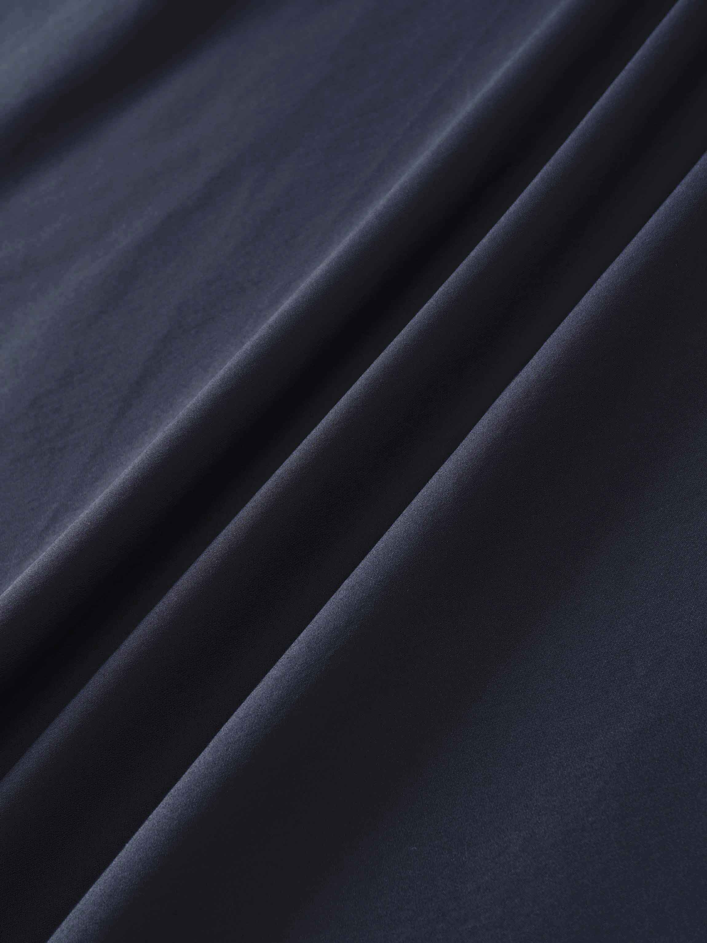 Elastic Back Maxi Cotton Blend Skirt-Navy