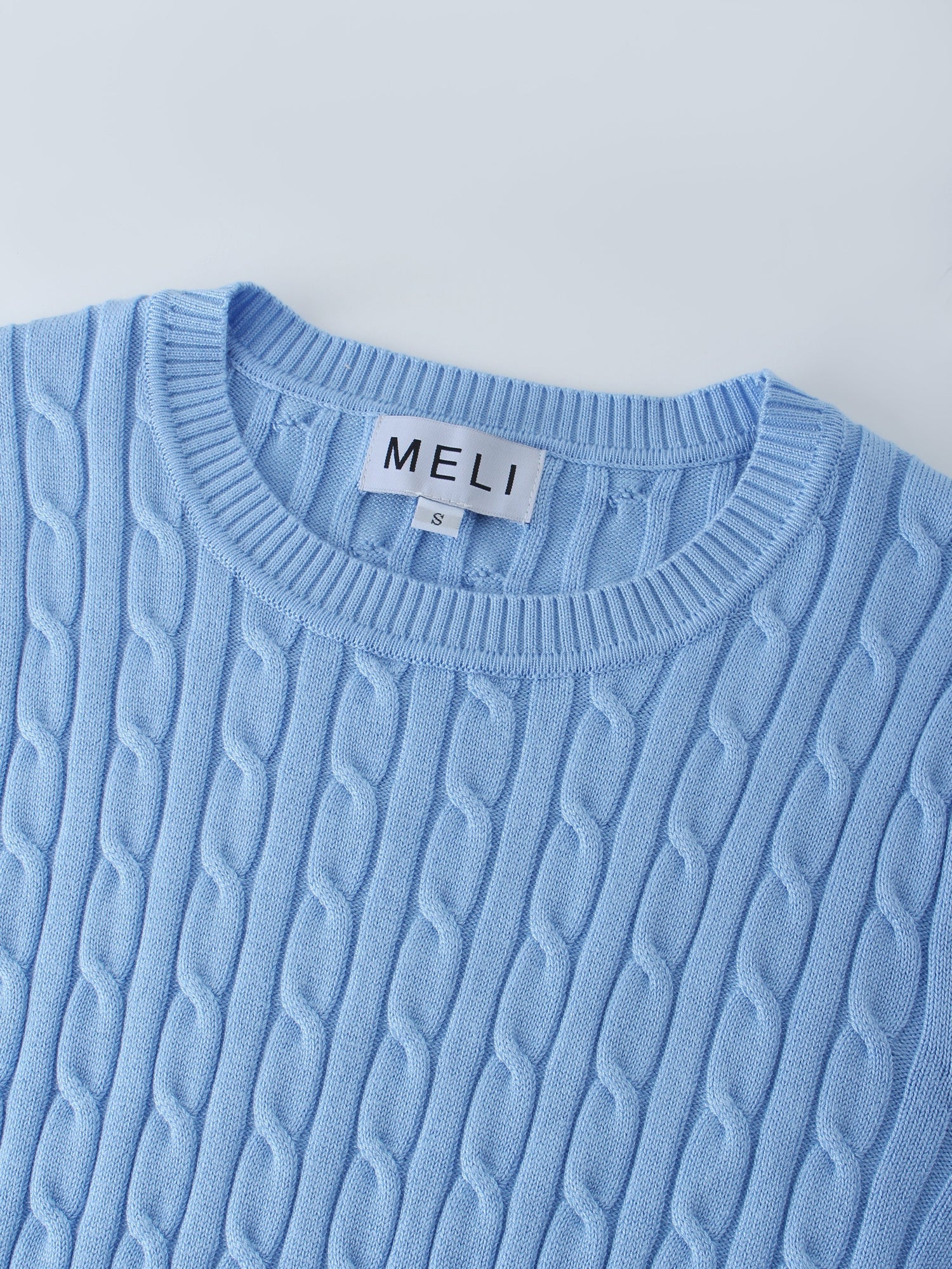 Knit Cable Sweater-Periwinkle