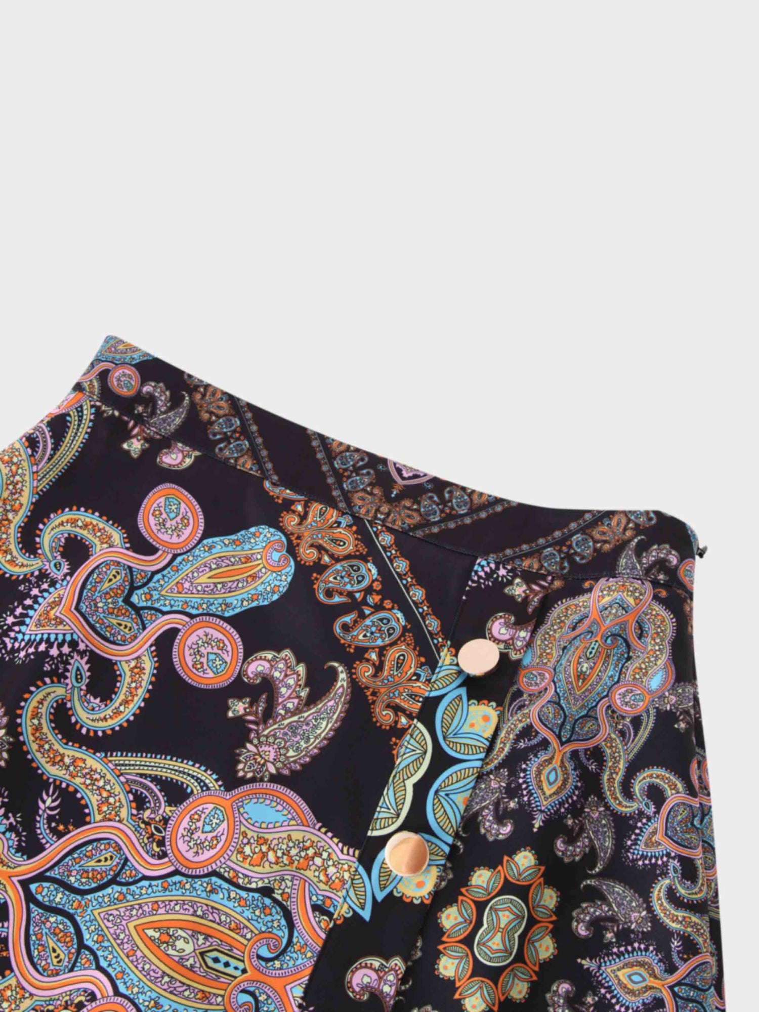 Asymmetrical Printed Skirt-Floral Paisley