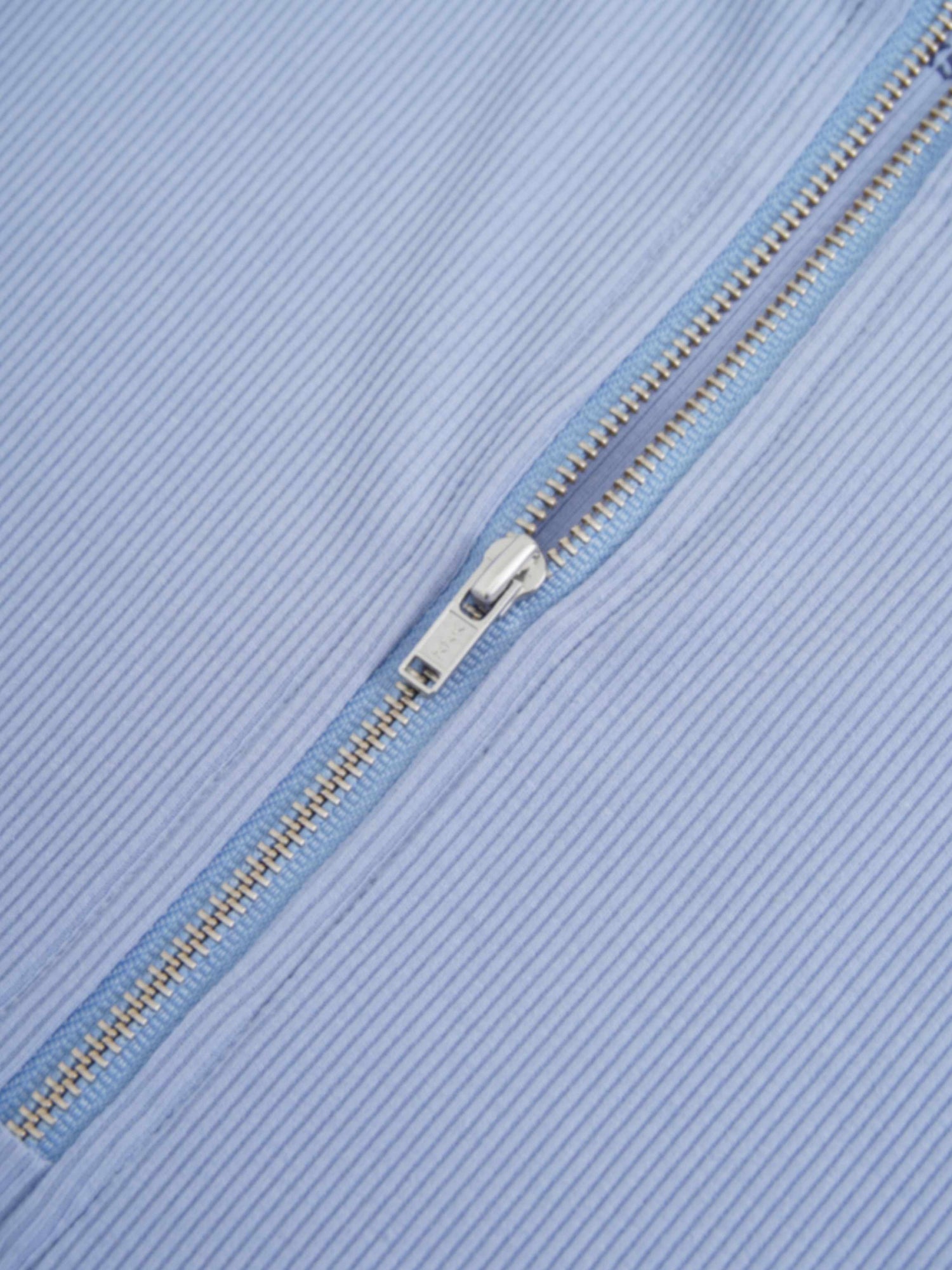 Ribbed Half Zip Hoodie Tee-Sky Blue