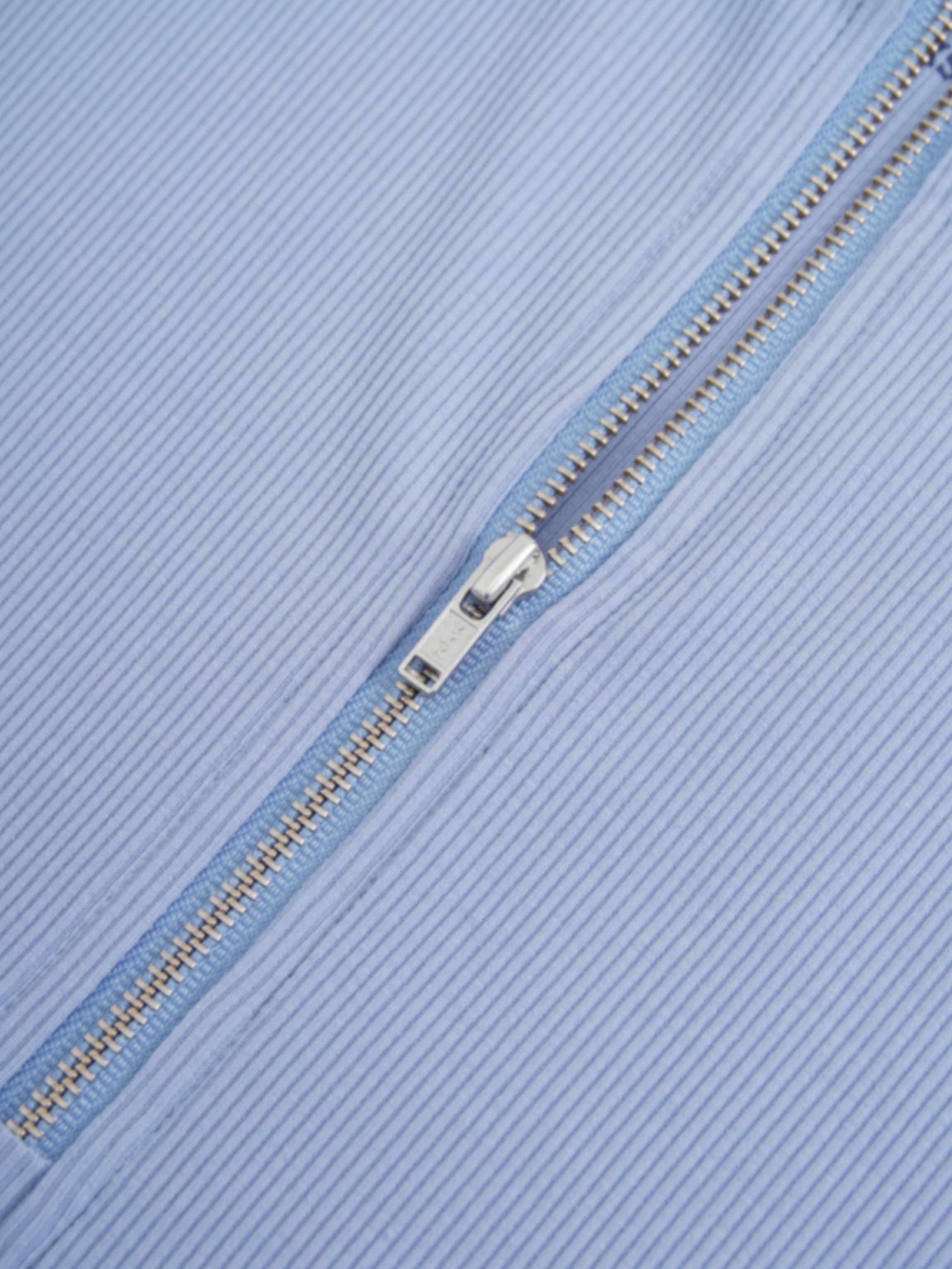 Ribbed Half Zip Hoodie Tee-Sky Blue