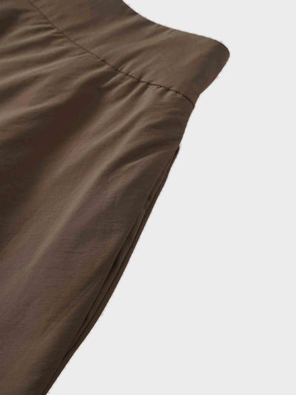 Elastic Back Maxi Cotton Blend Skirt-Mocha Mousse