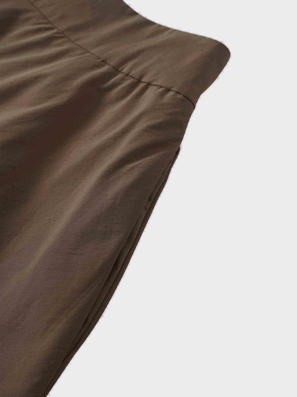 Elastic Back Maxi Cotton Blend Skirt-Mocha Mousse