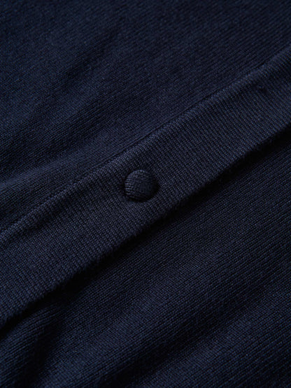 Basic Crew Knit Cardigan 20"- Navy