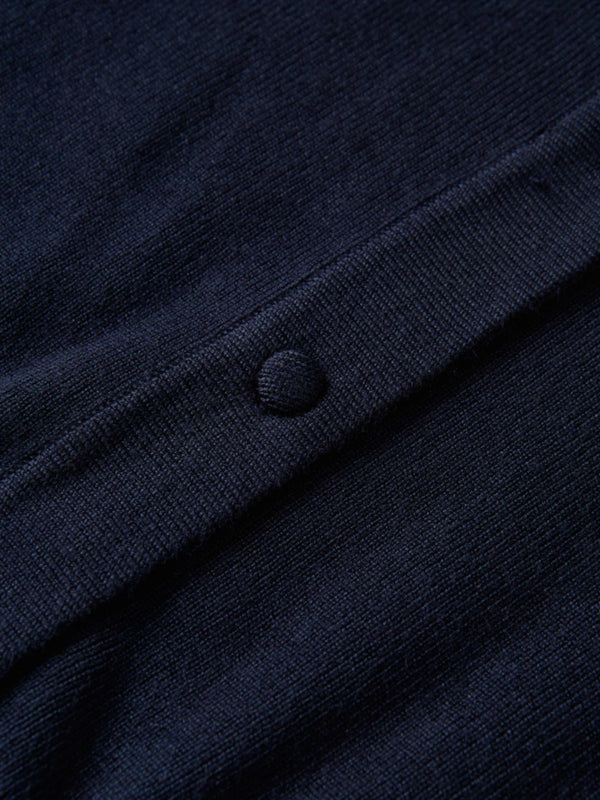 Basic Crew Knit Cardigan 20"- Navy