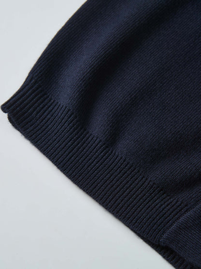 Basic Crew Knit Cardigan 20"- Navy
