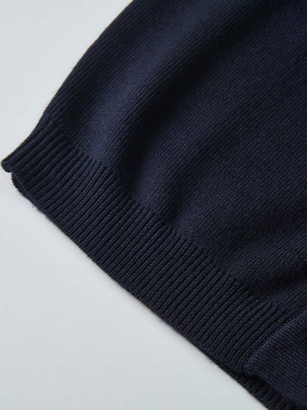 Basic Crew Knit Cardigan 20"- Navy