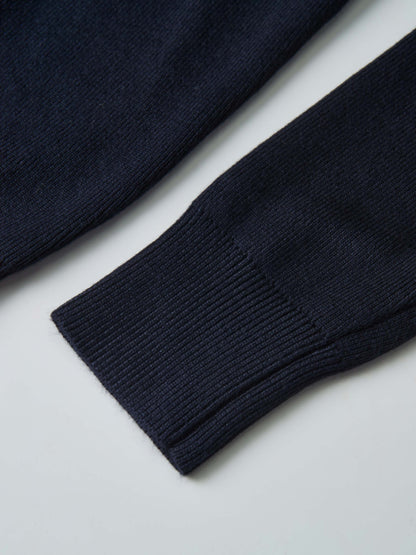 Basic Crew Knit Cardigan 20"- Navy
