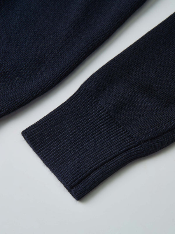 Basic Crew Knit Cardigan 20"- Navy