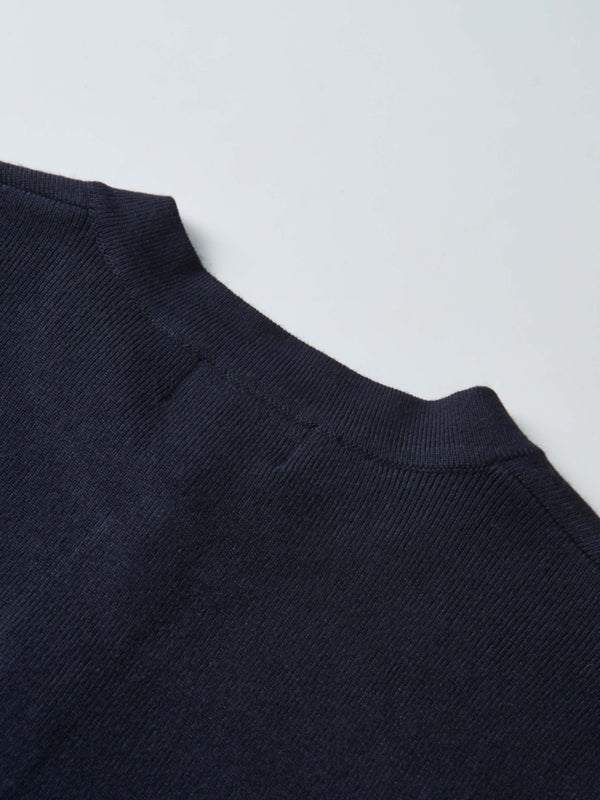 Basic Crew Knit Cardigan 20"- Navy