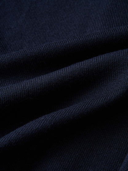 Basic Crew Knit Cardigan 20"- Navy