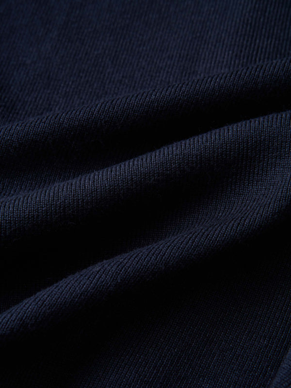 Basic Crew Knit Cardigan 20"- Navy