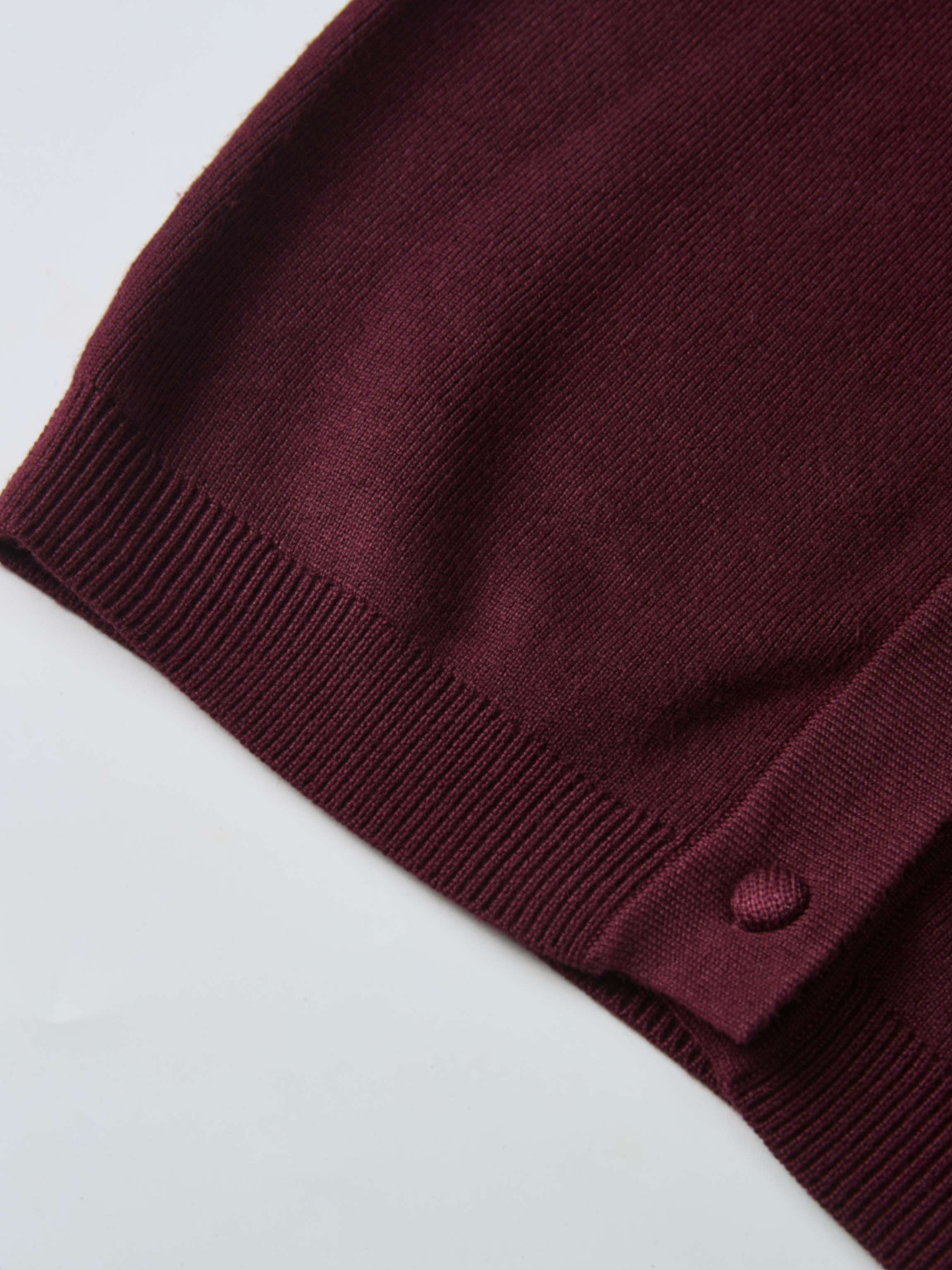 Basic Crew Knit Cardigan 20"- Burgundy