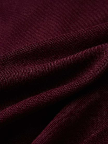 Basic Crew Knit Cardigan 20"- Burgundy