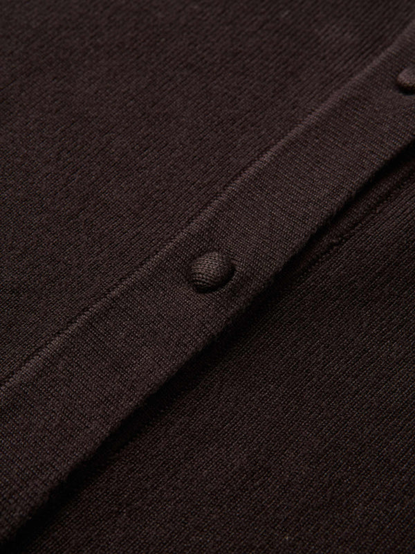 Basic Crew Knit Cardigan 20" - Brown