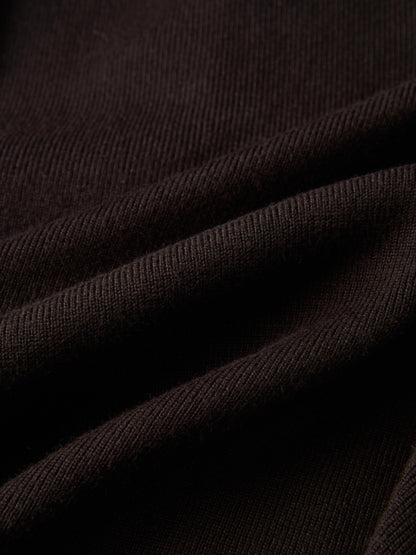 Basic Crew Knit Cardigan 20" - Brown